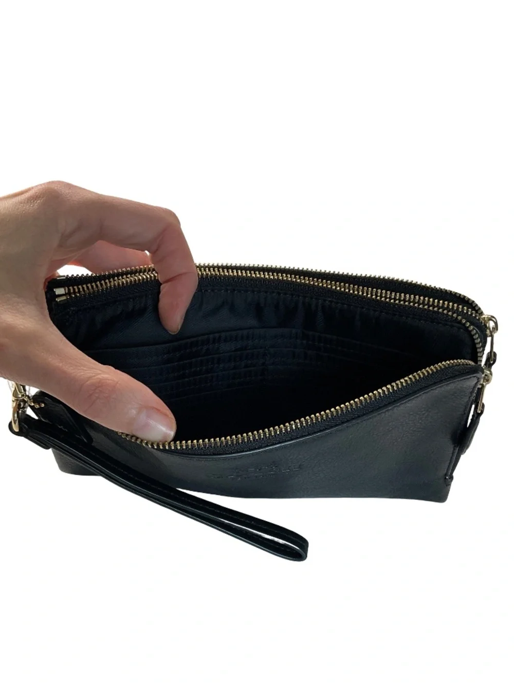 Coach Large Leather Corner Zip Wristlet Wallet